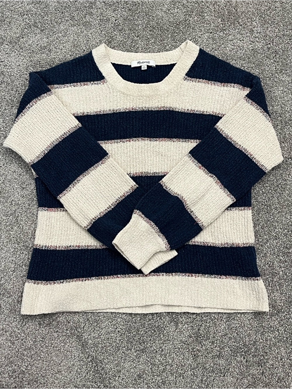 Madewell Navy and Cream Wide-Stripe Crewneck Sweater Size XS